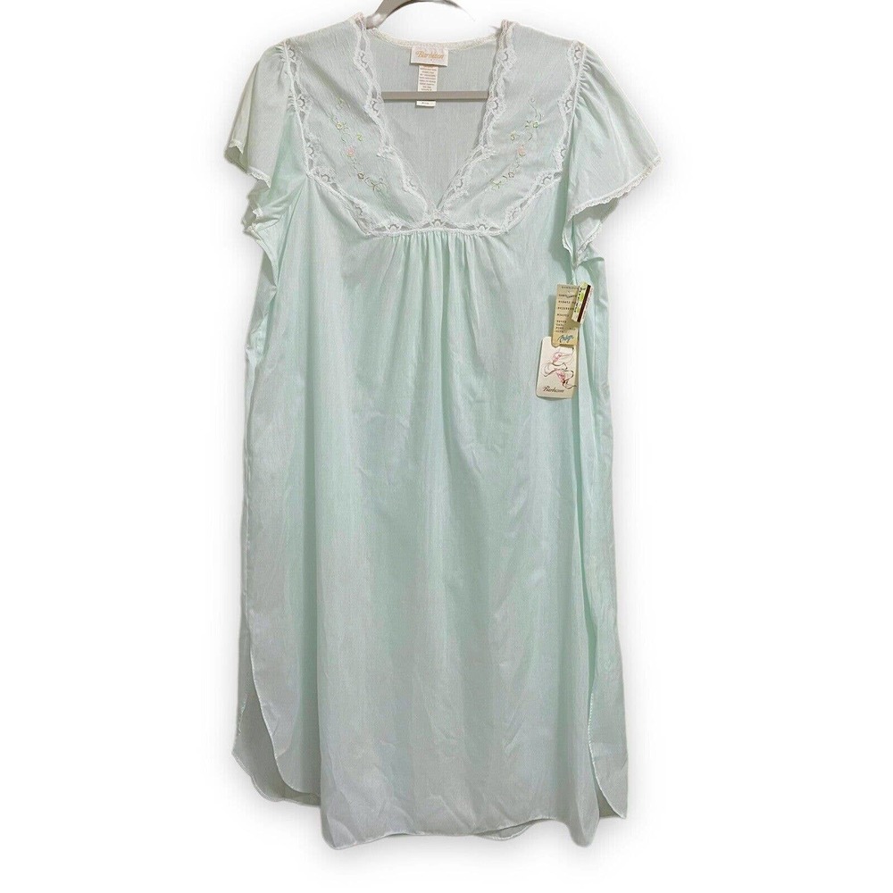 NWT Vtg BARBIZON Blendaire Batiste NIGHTGOWN Lt Green Medium